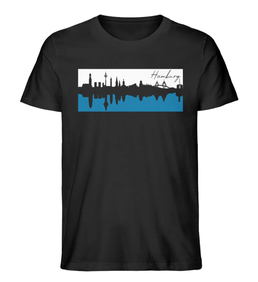 Hamburg Skyline Blau Weiss · Herren Premium Bio T-Shirt