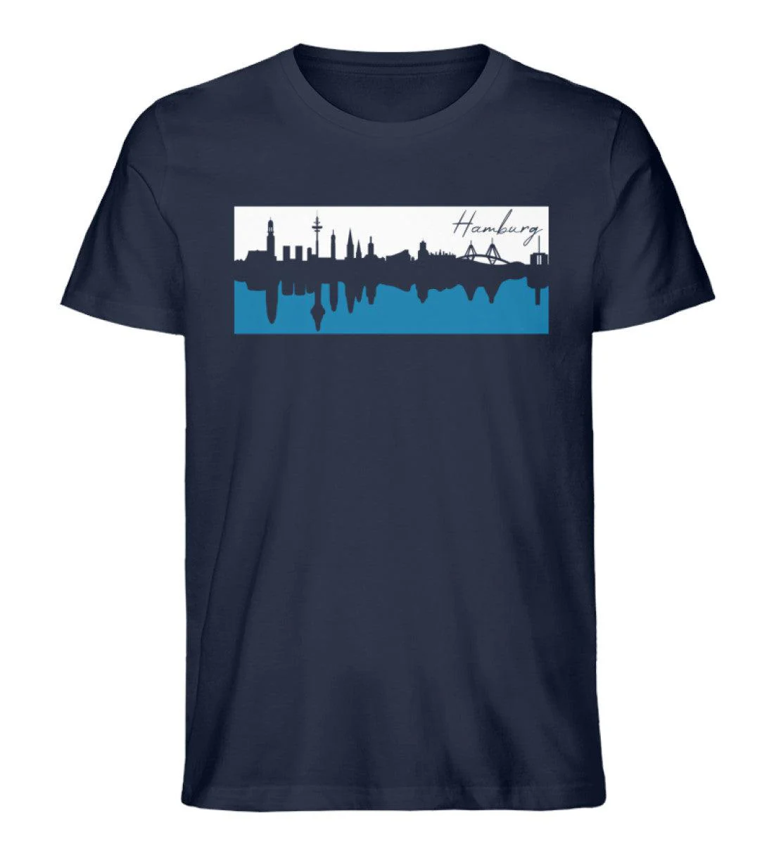 Hamburg Skyline Blau Weiss · Herren Premium Bio T-Shirt - Image 5