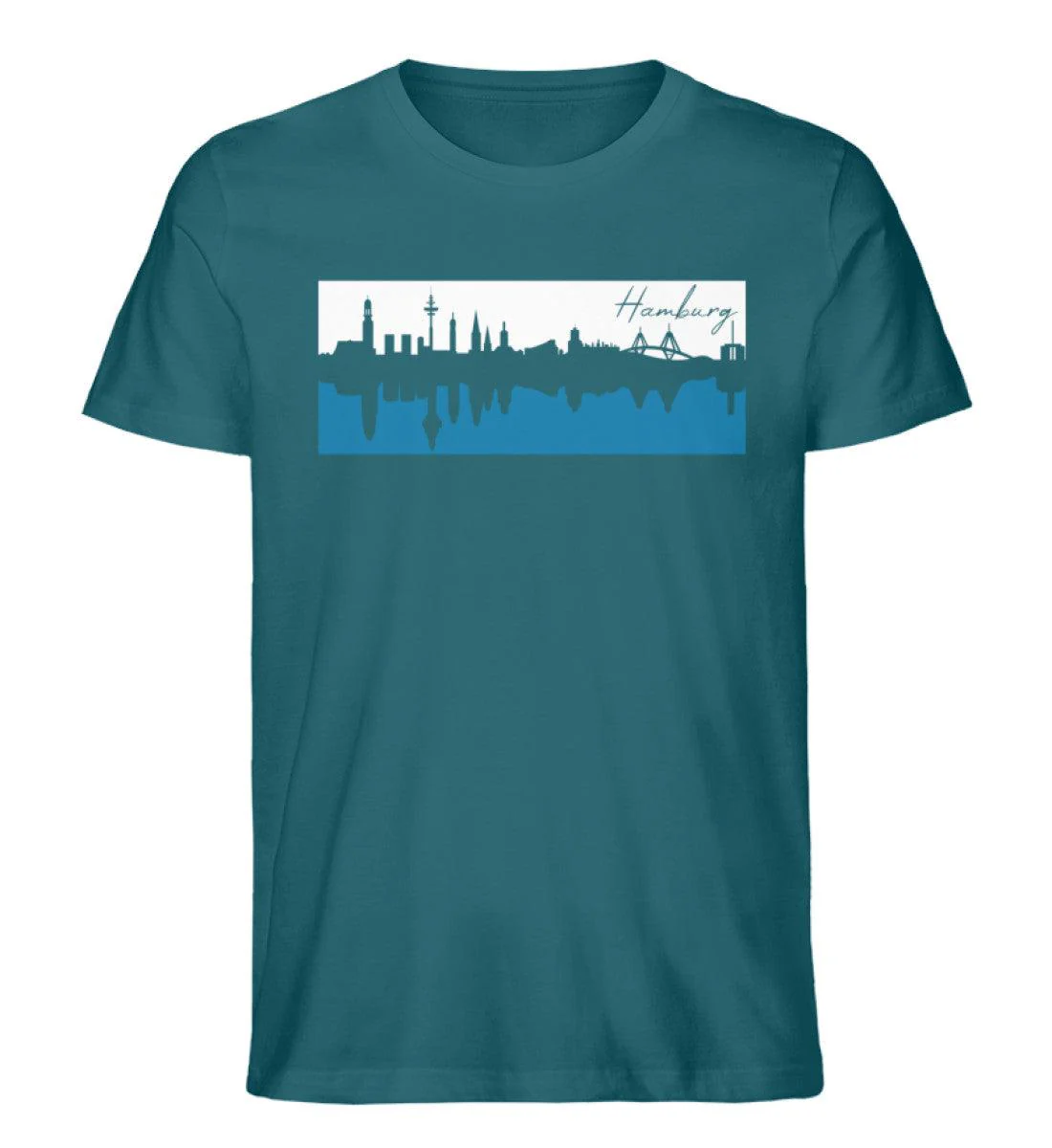 Hamburg Skyline Blau Weiss · Herren Premium Bio T-Shirt - Image 6