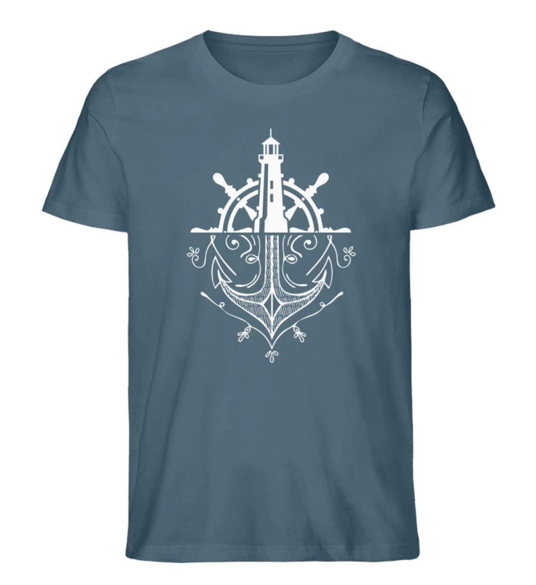 Leuchtturm Anker Steuerrad · Herren Premium Bio T-Shirt - Image 2