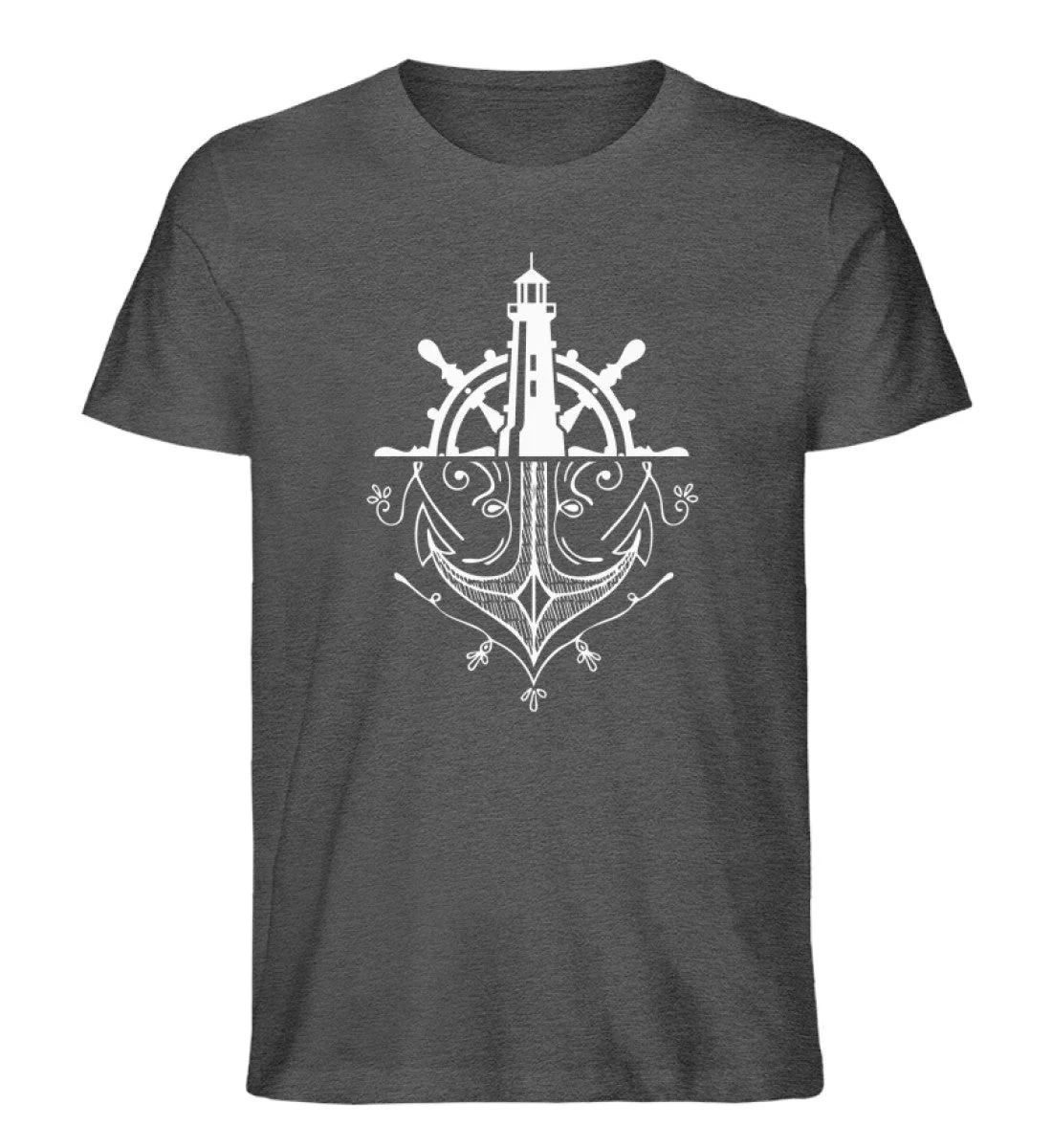 Leuchtturm Anker Steuerrad · Herren Premium Bio T-Shirt - Image 3