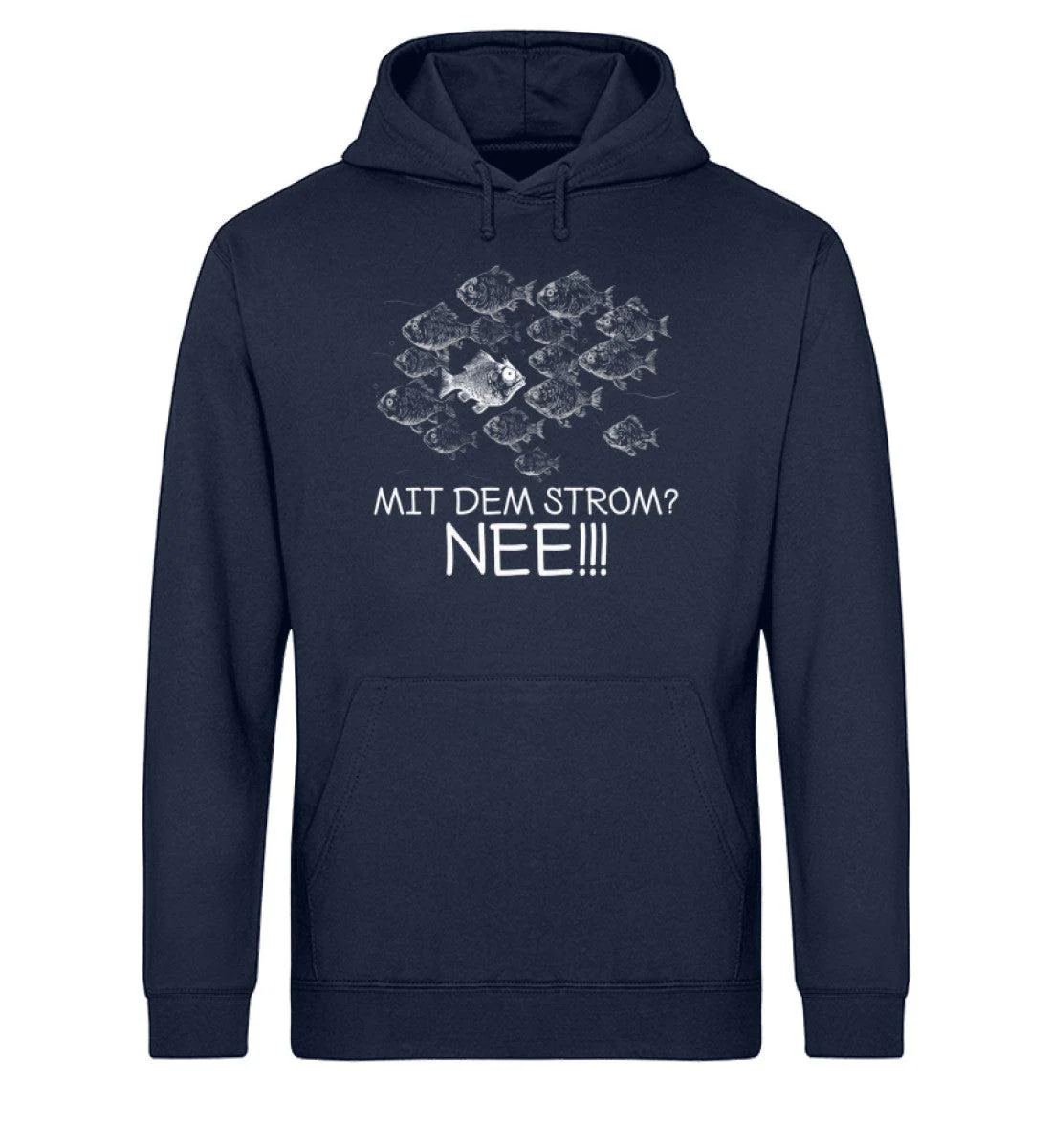 Mit dem Strom? Nee! Fisch · Unisex Bio Hoodie - Image 2